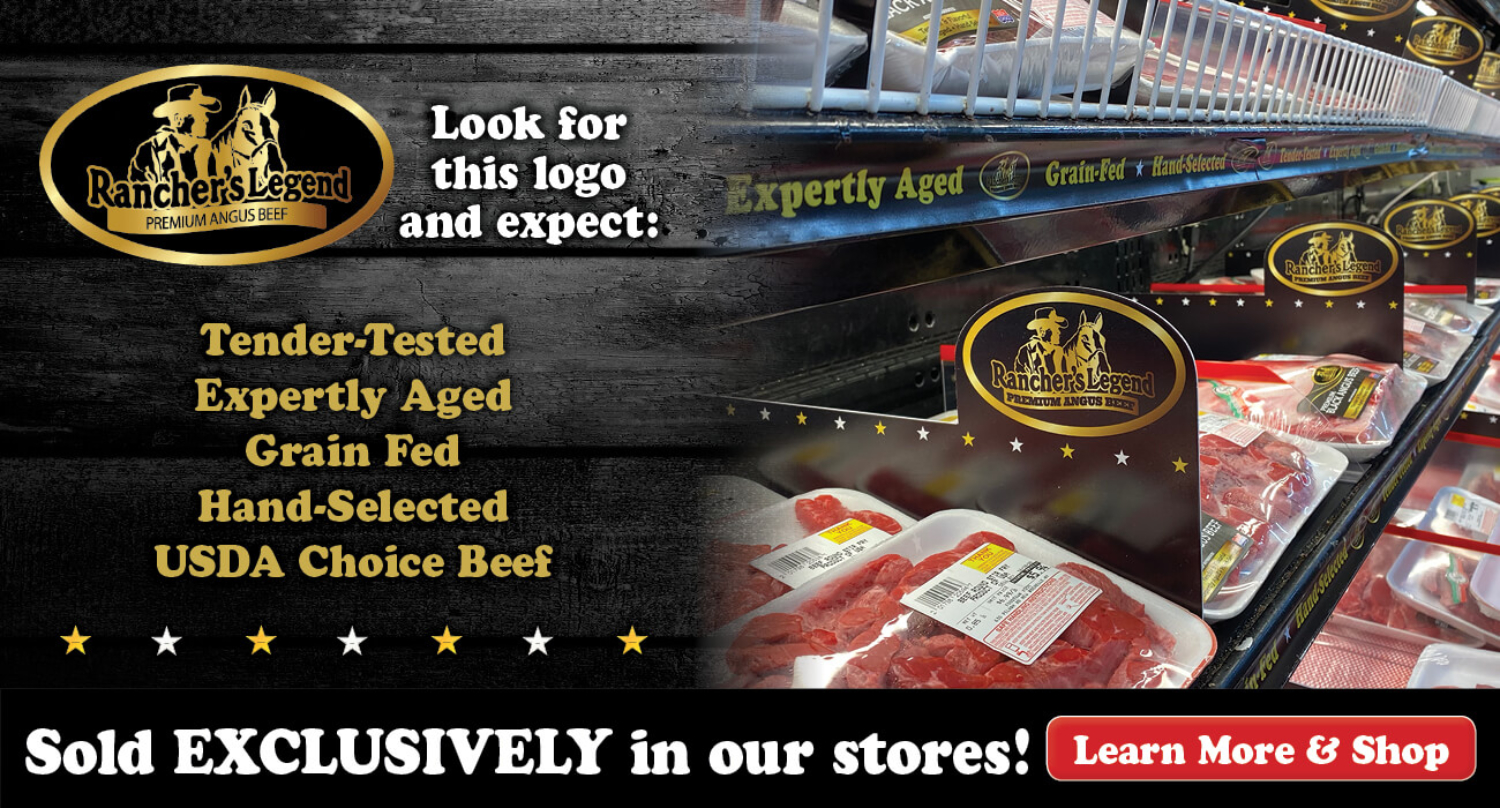 various Rancher's Legend premium black angus beef products