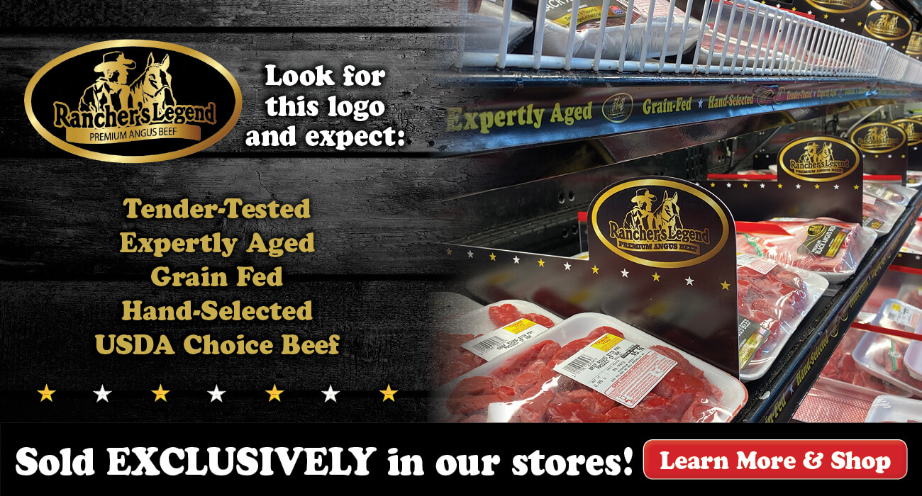 various Rancher's Legend premium black angus beef products